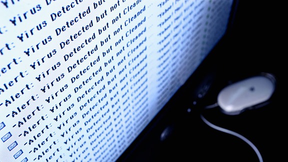 Virenwarnungen auf einem Computermonitor